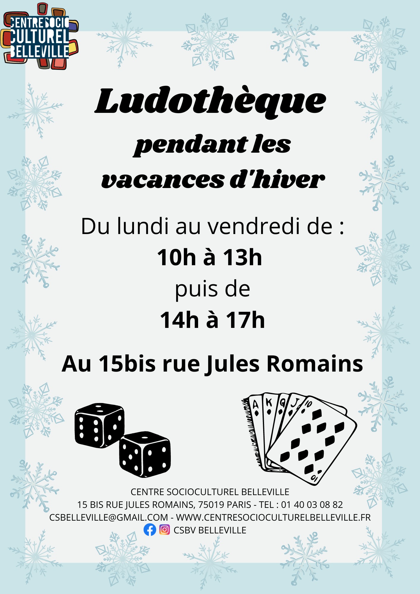 Ludothèque pendant les vacances d'hiver